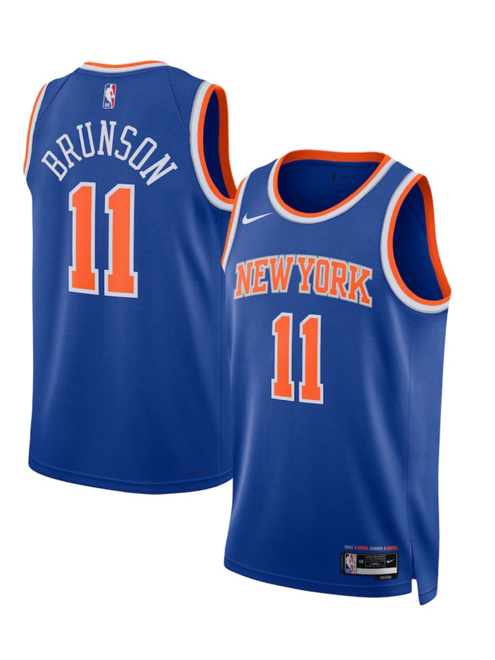 Unisex New York Knicks Jalen Brunson Nike Blue Swingman Jersey - Icon Edition